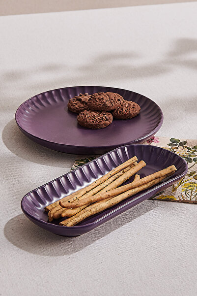 Paşabahçe Soft Ceramic Serving Plate Purple, Serving Plate, 1 Piece