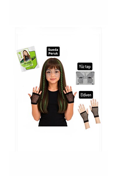 bemora kids Manifest Sueda Sueda Accessory Set Manifest Sueda Wig Brown - Gre...