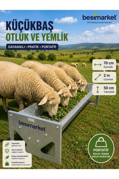 besimarket Küçükbaş Hayvan Yemliği - Küçükbaş Otluk - 2 metre - Portatif Kolay Kurulum