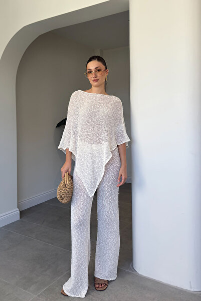 MAGARDE Asymmetrical Cut Knitwear Set - Ecru