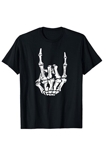 212Wear تي شيرت رجالي بتصميم يد هيكل عظمي - تصميم موسيقى روك ريترو مع طباعة، ...
