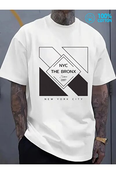 1001 Line تي شيرت NYC Bronx للرجال بتصميم جرافيك، 180 جرام، 100% قطن، مضحك وع...
