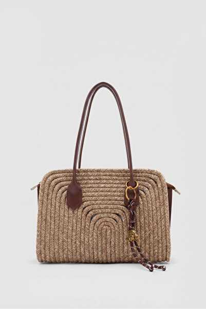 Qalortex Scarf Straw Charm Detailed Bag