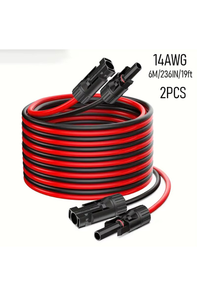 Choice3 6M 2PCS 236inch/6M Solar Panel Extension Cable 14AWG Solar Extension ...