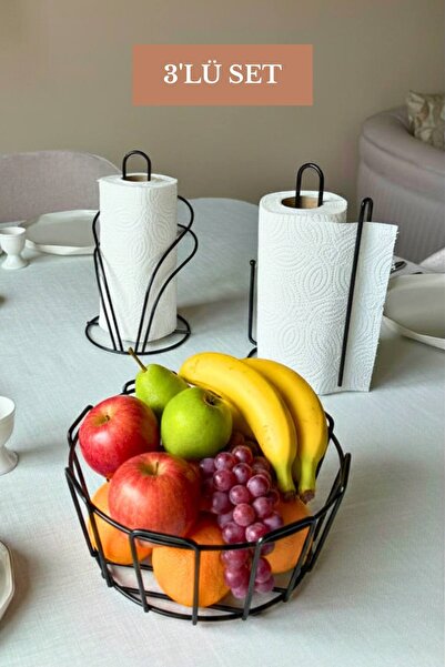 Edora Home Set of 3 Black Swan Napkin Holder, Upright Paper Towel Holder, Ova...