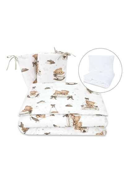 MimiNu Lenjerie patut cu 5 piese, MimiNu, Pentru patut 120x60 cm, Cu pilota s...