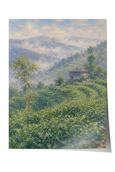 Zestia Poster inspirat de Monet cu grădina de ceai Rize, peisaj impresionist,...