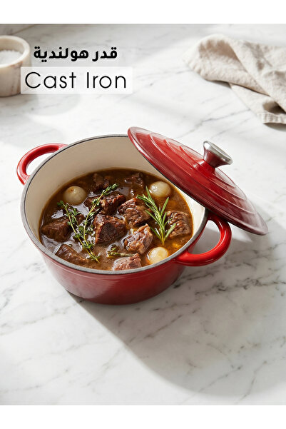 genric 24cm Red Color Healthy Cookware Enamel Cast Iron Dutch Oven