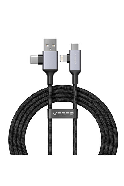 Veger V313 Καλώδιο Γρήγορης Φόρτισης 4-σε-1 USB-A / Type-C σε Type-C / Lightn...