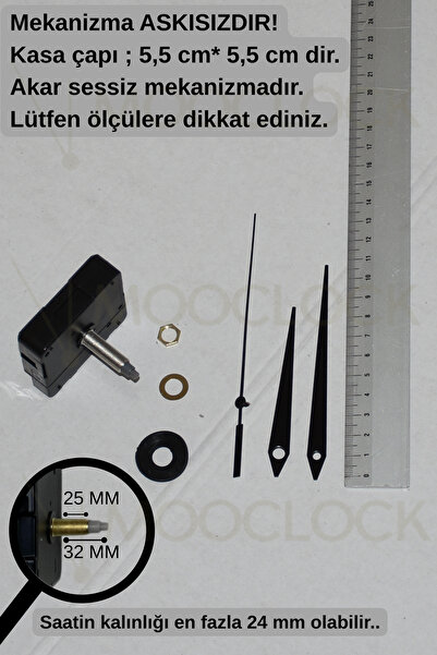 MOOCLOCK Clock Mechanism, Silent Wall Clock Mechanism, 32 mm Longest Shaft! (...