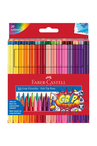 Faber Castell Keçeli Kalem, 30 Renk,Ergonomik Üçgen Şekil,Canlı Renkler