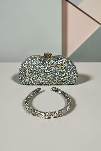 DNC Art&Deco Natural Stone Evening Dress Bag with Crown Gift - Sparkling Spec...