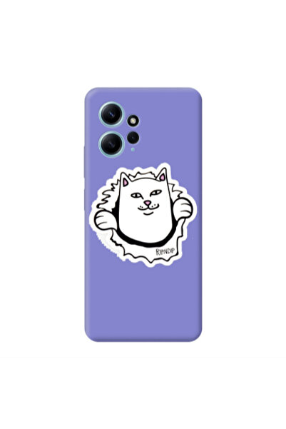 Other Xiaomi Redmi Note 12 4G White cat Purple Colored Silicone TPU Θήκη