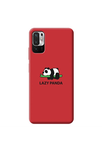 Other Xiaomi Redmi Note 10 Pro 5G Lazy panda Red Colored Silicone TPU Θήκη
