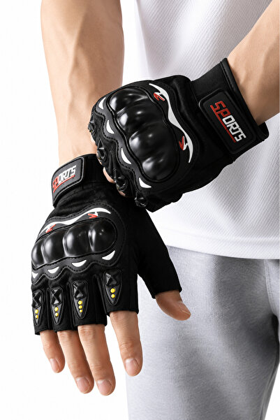 Buldug Sports Unisex Protective Gloves Fingerless Motorcycle Cycling Reflective