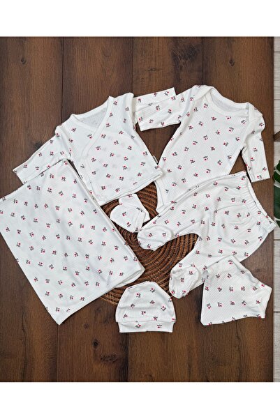 Bolly Baby 7 Parça %100 Pamuk Fitilli Penye Kumaş Mom&Dad Baskılı Yenidoğan H...