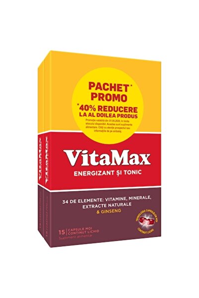 Vitamax supliment alimentar, complex de vitamine, minerale și extract de gins...