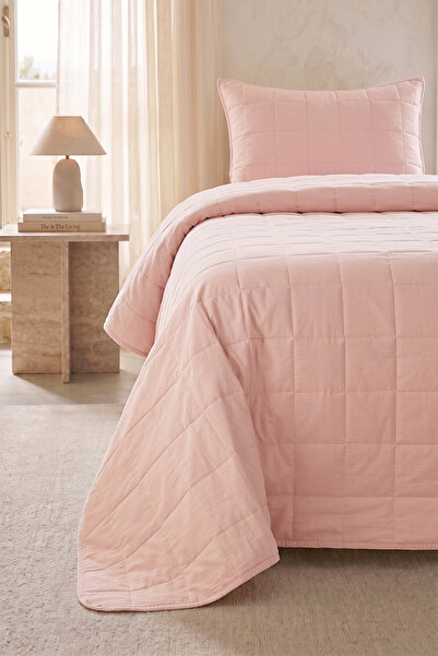 Ocean Home Textile %100 Pamuk Kumaş Kapitoneli Pembe Çok Amaçlı Tek Kişilik Y...