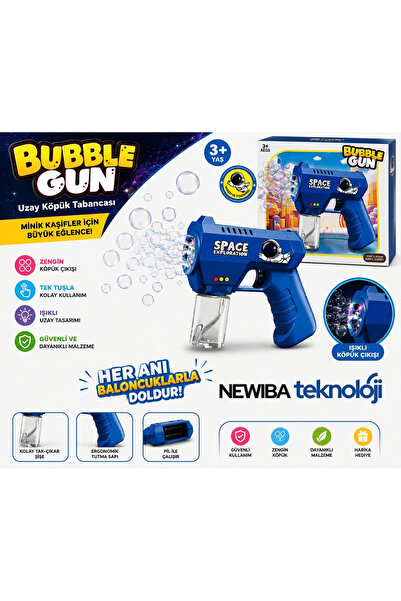 Newiba Teknoloji Uzay Temalı Işıklı Köpük Tabancası - Otomatik Baloncuk Makinesi