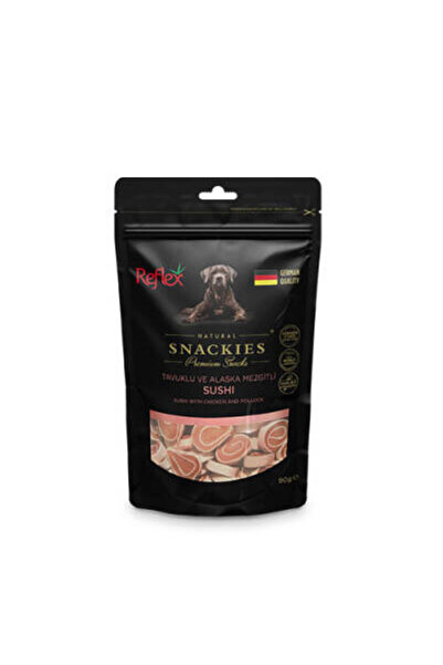 Snackies Natural Tavuklu ve Alaska Mezgitli Sushi Tahılsız Köpek Ödül Maması 90 Gr