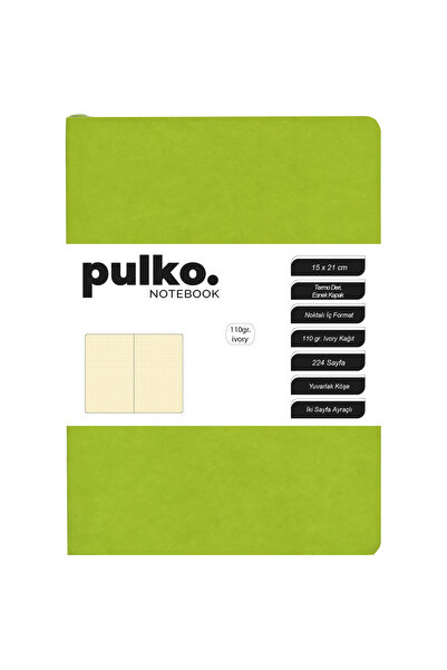 Pulko Defter 110gr Ivory Kağıt, A5, Termo Deri, 224 Sayfa, Noktalı,, Misket Y...