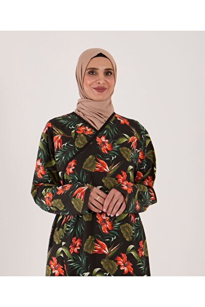 yula store Aysun Teksti̇l Women's Cotton Fabric Wide-Cut Side-Tie Prayer Dres...