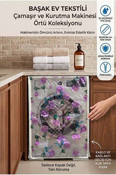 Başak Ev Tekstili Şeffaf PVC Çamaşır Makinesi Örtüsü – Su Geçirmez, Dayanıklı...