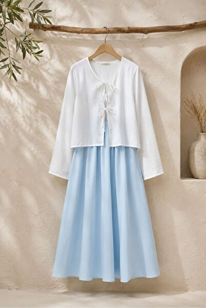 KÜÇÜĞÜM BUTİK Baby Blue Flared Poplin Balloon Skirt