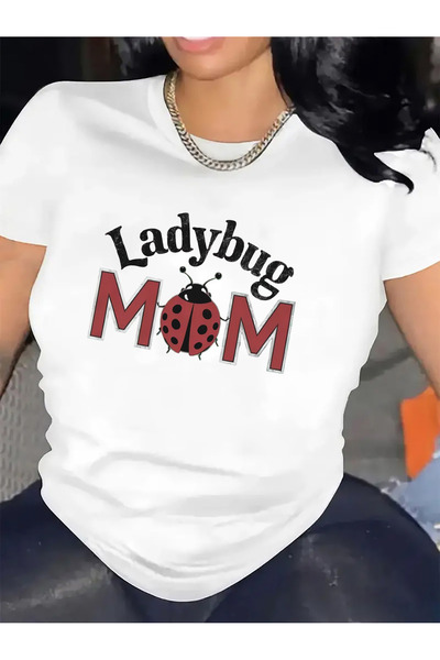 23 nisan تي شيرت بأكمام قصيرة بتصميم Ladybug Mom |   مثالي للاستخدام في غرفة ...