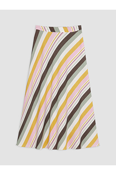 LC Waikiki Trendlucky Striped A-Line Skirt with Zipper at Waist