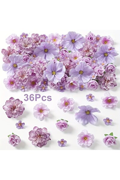 Choice4 Purple 36Pcs Rose Artificial Flowers Mix Fake Flowers for Home Decor ...