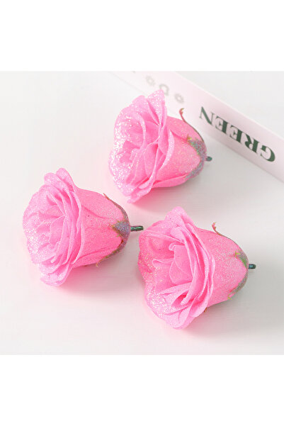 Choice3 12Pcs Pink 6/12Pcs Crystal Rose Artificial Flowers 7cm Fake Flower He...