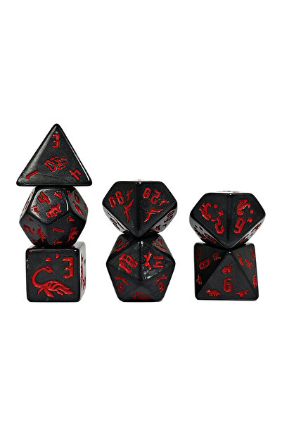 Choice HSWD113 7Pcs Black Red Dinosaur Dice Set, Custom Engraved Acrylic Poly...