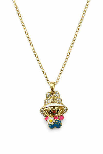 Jack Ferrero Yellow Color Steel Necklace with a Cute Character Figure Holding...