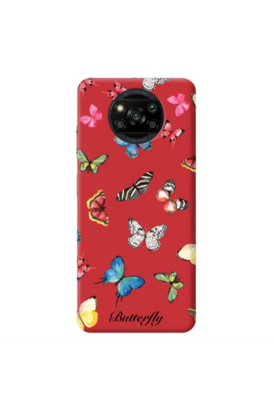 Other Xiaomi Poco X3 /X3 Pro Mixed Butterflys Red Colored Silicone TPU Θήκη
