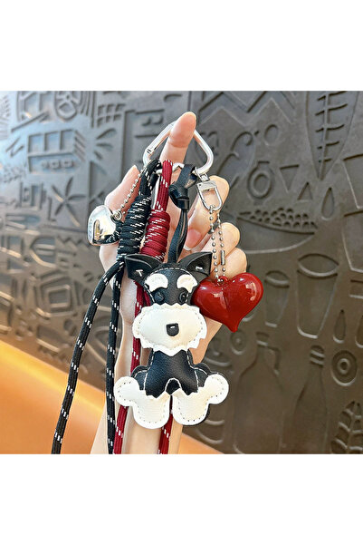 Choice black New Cute Puppy Shape Heart Pendant Key Pendant High-end Woven Ro...