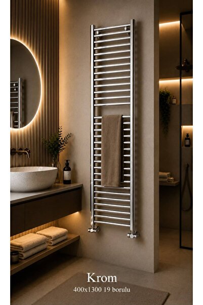 DG THERM Krom Havlupan 400x1300 mm 19 Borulu Krom Renk Banyo Havlupanı