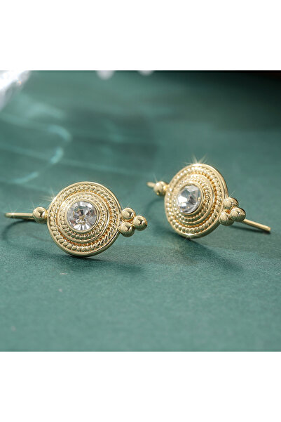 Choice Clear A393 Ethnic Style Inlaid Shiny Synthetic Zirconia Golden Drop Ea...