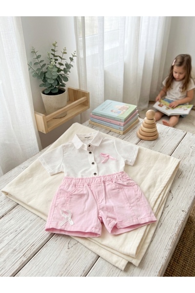 INFANT Set cămașă cu guler și pantaloni scurți 2-4 ANI