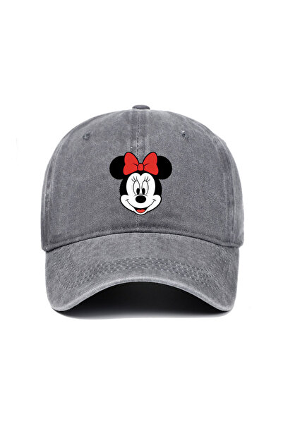 Choice26 Minnie-Gray Unisex Vintage Washed Mickey Minnie Print Baseball Cap f...