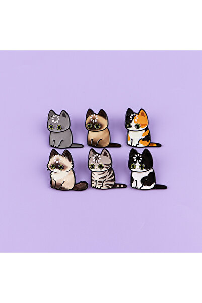 Choice 6pcs 6pcs Loading Cat Enamel Pin Cartoon Animals Brooch For Coat Cute ...