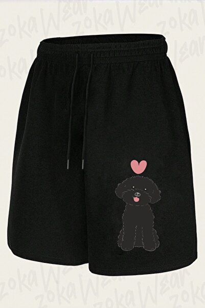 ZOKAWEAR Unisex Σορτς με στάμπα Love Black Toy Poodle
