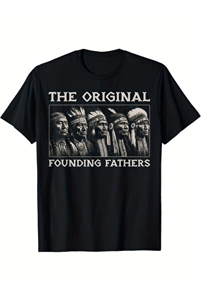 LİNA06 The Original Founding Fathers Vintage Native T-Shirt - Black with Whit...