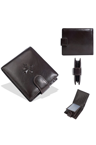 Choice Dark Brown Baellerry Luxury Men's Short Wallet Vintage Logo Print Zipp...