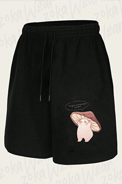 ZOKAWEAR Unisex Grumpy Mushroom Design Printed Shorts