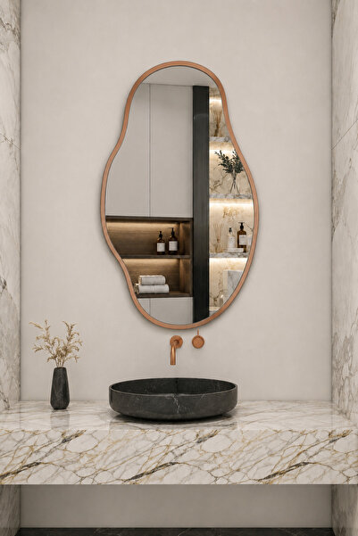 anthome Asimetrik Ayna Çerçeveli Ayna Duvar Aynası Konsol Aynası Banyo Aynası...