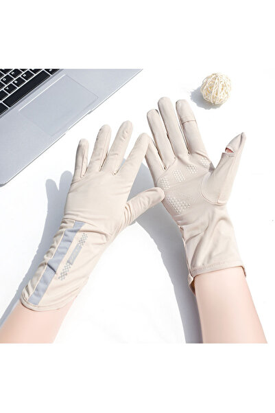 choice2 One Size Beige Summer Sunscreen Gloves Women Thin Ice Silk Anti-ultra...