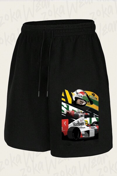 ZOKAWEAR شورت مطبوع بتصميم أيرتون سينا فورمولا 1 F1 للجنسين