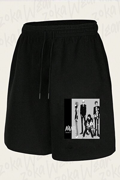 ZOKAWEAR شورت مطبوع بتصميم Black Stones Nana (grup) v5 للجنسين باللون الأسود