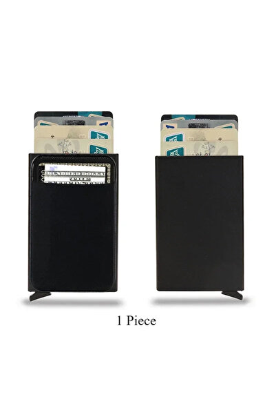 Choice4 Black B Rfid Anti Blocking Smart ID Bank Holder Wallet Metal Thin Sli...